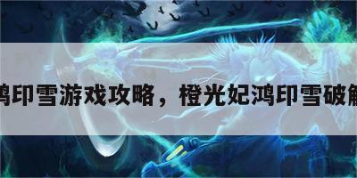 妃鸿印雪游戏攻略，橙光妃鸿印雪破解版